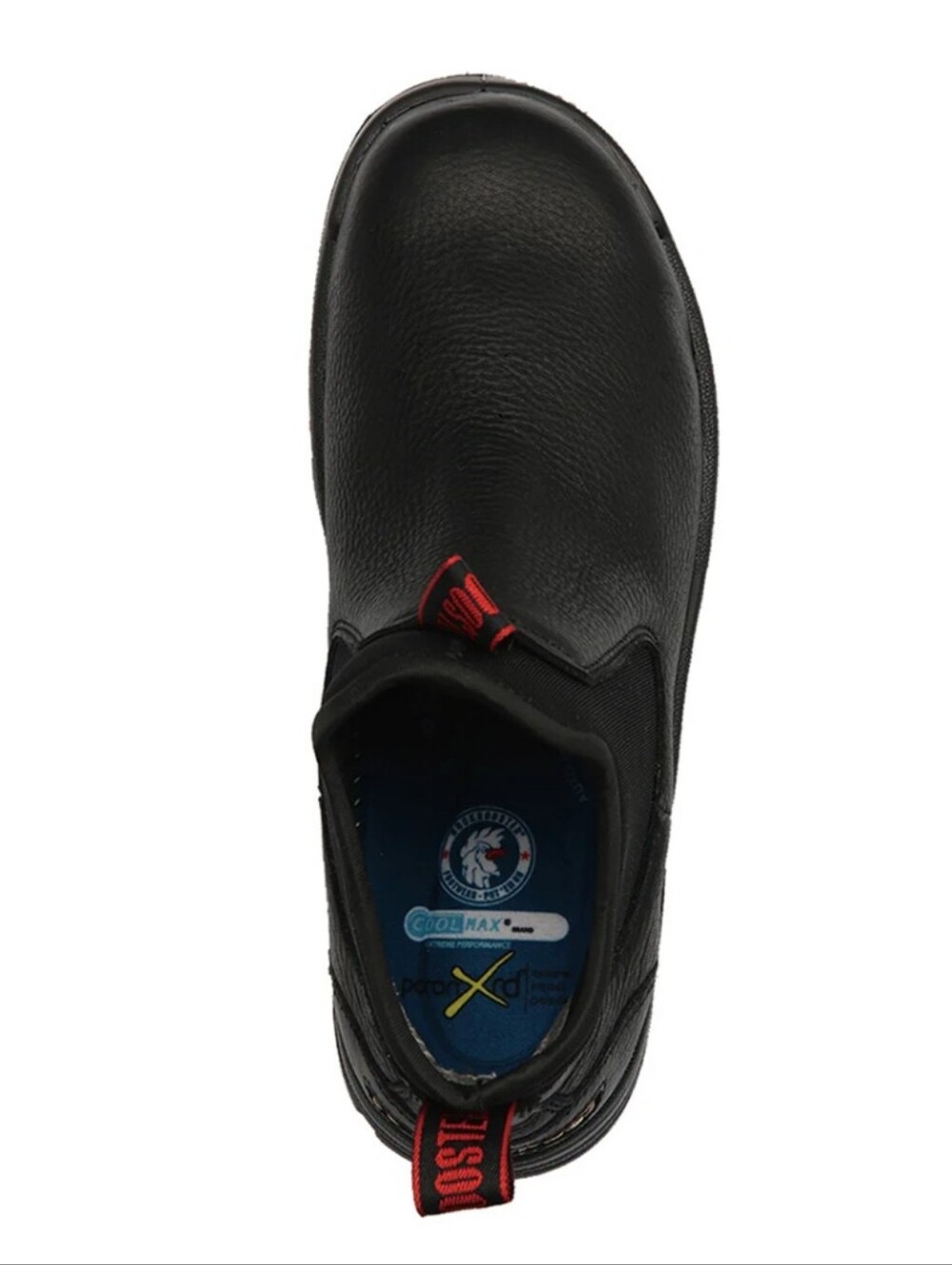 NWOT Men's Rockroster Black Slip-On Work Shoes with Red Accents - Picture 4 of 10